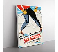 Ski Travel Poster Vintage Vol.11 Canvas Wall Art Print Ready to Hang, Framed Picture for Living Room Bedroom Home Office Décor, 60x40 cm (24x16 Inch)
