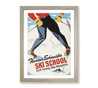Ski Travel Poster Vintage Vol.11 Framed Wall Art Print, Ready to Hang Picture for Living Room Bedroom Home Office Décor, Oak A4 (34 x 25 cm)