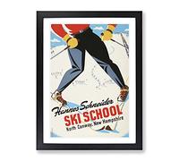 Ski Travel Poster Vintage Vol.11 Framed Wall Art Print, Ready to Hang Picture for Living Room Bedroom Home Office Décor, Black A3 (34 x 46 cm)