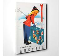 Ski Travel Poster Vol.10 Canvas Print | Gallery Wrapped 30mm Frame Wall Art | 30x20 inches | Ready to Hang | Retro Picture | Living Room Bedroom Lounge Office