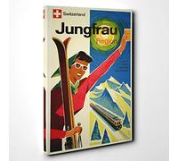 Ski Travel Poster Vol.3 Canvas Print | Gallery Wrapped 30mm Frame Wall Art | 30x20 inches | Ready to Hang | Retro Picture | Living Room Bedroom Lounge Office