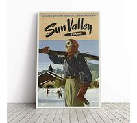 Ski Travel Poster Vol.4 Canvas Print | Gallery Wrapped 30mm Frame Wall Art | 24x16 inches | Ready to Hang | Retro Picture | Living Room Bedroom Lounge Office