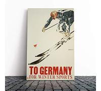 Ski Travel Poster Vol.7 Canvas Print | Gallery Wrapped 30mm Frame Wall Art | 30x20 inches | Ready to Hang | Retro Picture | Living Room Bedroom Lounge Office