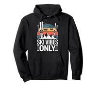 Ski Vibes Only Retro Sunset Ski Lift Mountains Pullover Hoodie