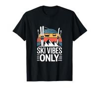 Ski Vibes Only Retro Sunset Ski Lift Mountains T-Shirt