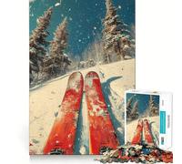 Ski Vintage Skiing 1000 Piece Jigsaw Puzzles for Adults Teenagers Memory Upgrade Light Relax Sharp Cut Lovely Gift 50x75cm