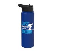 Ski Wintersports Snowboarding Life is Better When I'm Skiing Stainless Steel Insulated Water Bottle