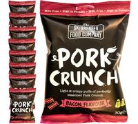 Skibbereen Bacon Flavoured Pork Crunch Pub Snack - Deliciously Seasoned Crispy Pork Puffs - Guilt Free Low Carb & High Protein Snack - Keto Friendly - No Added Oils, No MSG - 9 x 30g