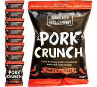 Skibbereen Sweet Chilli Flavoured Pork Crunch Pub Snack - Deliciously Seasoned Crispy Pork Puffs - Guilt Free Low Carb & High Protein Snack - Keto Friendly - No Added Oil, No MSG - 9 x 30g