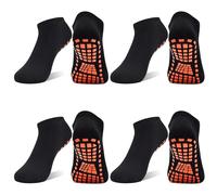 SkiBeaut 4 Pairs Non-Slip Trampoline Grip Socks for Kids Teens Adults Sports Socks Gripper for Boys Girls Yoga Socks Women Men, 4 x black (4 pairs), 10-13 Jahre