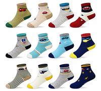 SkiBeaut Toddler Socks, Non Slip Kids Socks Boys Grips Socks Girls Grippy Socks for 1-3/3-5/5-7 Years Old,12 Pairs, #05 C+d Style(12 Pairs), 5-7 Years