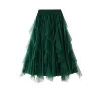 SKICEE Women's Tulle Skirt Tutu Skirt Elastic High Waist Tiered Layered Mesh Ballet Prom Party Tulle Tutu A-line Midi Skirt (One Size,D)
