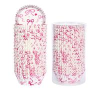SKIDEC Pink Bow Standard Cupcake Liners 400 Count Paper Baking Cups Disposable Cupcake Wrappers for Wedding Birthday Party Baby Shower Valentine's Day Baking Supplies