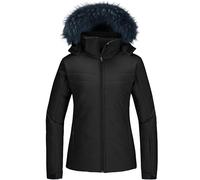 Skieer Women's Waterproof Ski Jacket Warm Winter Snow Coat Windproof Hooded Rain Jacket Black XL