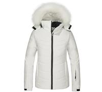 Skieer Women's Waterproof Ski Jacket Warm Winter Snow Coat Windproof Hooded Rain Jacket White XL