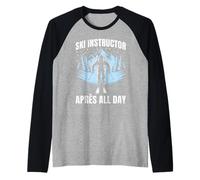 Skier Funny SKI Instructor Apres All Day Skiing Raglan Baseball Tee
