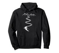 Skier In Deep Snow Apres Ski Powder Skiing Retro Ski Pullover Hoodie, Adult Unisex, Black, Large