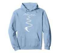 Skier In Deep Snow Apres Ski Powder Skiing Retro Ski Pullover Hoodie, Adult Unisex, Dusty Blue, XX-Large