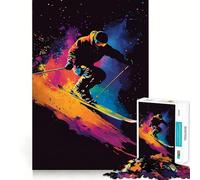 Skier in Motion 1000 Piece Jigsaw Puzzles for Teenagers Smart Game Bonding Time Image Assembly Fine Art Piece 50x75cm
