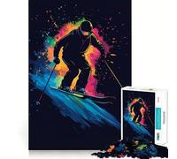 Skier in Motion 1000 Pieces Jigsaws Adults Puzzles Gifts Brain Workout Toy Relaxed Mind Art Assembly Memorable Gift 38x52cm