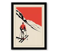 Skier in Motion Minimalist Framed Wall Art Print A1 (84.1×59.4cm) Black, Wall Decor for Living Room, Bedroom, Office & Home, Ready to Hang, Art Gift