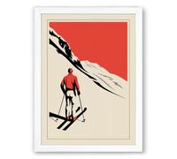 Skier in Motion Minimalist Framed Wall Art Print A1 (84.1×59.4cm) White, Wall Decor for Living Room, Bedroom, Office & Home, Ready to Hang, Art Gift