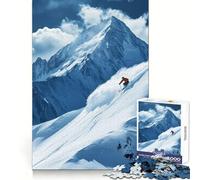 Skier on Mountain Slope 1000 Piece Jigsaw Puzzles for Adults Teenagers Memory Upgrade Light Relax Sharp Cut Lovely Gift 38x26cm