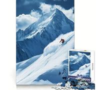 Skier on Mountain Slope Jigsaw Puzzles 1000 Pieces for Teenagers Memory Upgrade Relaxing Fun Sharp Cut Art Collection Piece 38x52cm