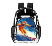 Skier Ski Skiing On Snowy Mountain Clear Backpack Transparent Heavy Duty Bag