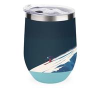 Skier Skiing Down Insulated Cups & Mugs 12oz Double-Wall Bottles Stainless Steel Coffee Mug with Lids Drinks Tumbler