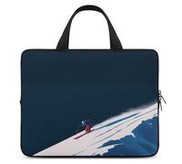 Skier Skiing Down Laptop Sleeve Case with Carry Handle Waterproof Protective Computer Cover 10-17 Inch for Office Travel