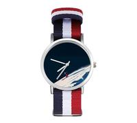 Skier Skiing Down Nylon Wrist Watches Braided Stra Non-Scale Casual Watch for Work Workout