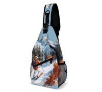 Skier Skiing Downhill Ski Men's Chest Bag Crossbody Sling Pack Shoulder Backpack for Travel Hiking