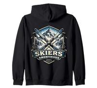 Skiers Anonymous Addicted To Ski Funny Skiing Lover Junkie Zip Hoodie