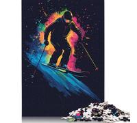 Skifahrer in Bewegung, Puzzle für Erwachsene und Jugendliche, 1000 Teile, Papierpuzzle für Teenager, Geschenke, Denksportspiel, 1000 Teile (38 x 26 cm)