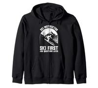 Skifahrer SKI INSTRUCTOR SKI FIRST ASK QUESTIONS Present Zip Hoodie