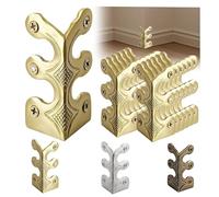 Skiffers Baseboard Corner Protectors, 12PCS Vintage Metal Corner Solid Brass Board Corner for Decorative Cover, Suitable for Living Room Bedroom and Kitchen Decorative Accessories(Gold)