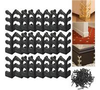 Skiffers Baseboard Corner Protectors, Solid Brass Skirting Board Corner Protectors, Brass Skiffers Corner Protectors, Gold Skiffers, Baseboard Skiffers Silver (24pcs,Black)