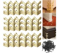 Skiffers Baseboard Corner Protectors, Solid Brass Skirting Board Corner Protectors, Brass Skiffers Corner Protectors, Gold Skiffers, Baseboard Skiffers Silver (18pcs,Gold)