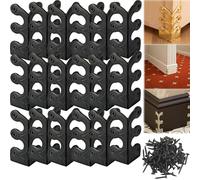 Skiffers Baseboard Corner Protectors, Solid Brass Skirting Board Corner Protectors, Brass Skiffers Corner Protectors, Gold Skiffers, Baseboard Skiffers Silver (18pcs,Black)