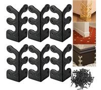 Skiffers Baseboard Corner Protectors, Solid Brass Skirting Board Corner Protectors, Brass Skiffers Corner Protectors, Gold Skiffers, Baseboard Skiffers Silver (6pcs,Black)