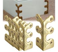 Skiffers Baseboard Protectors - Solid Brass Skirting Board Corner Guard, Vintage Metal Corner Protector (Gold, 5 pcs)