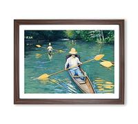 Skiffs On The Yerres By Gustave Caillebotte Classic Painting Framed Print | A2 Walnut Framed Wall Art | Ready to Hang | Classic Historical Picture | Living Room Bedroom Lounge Office