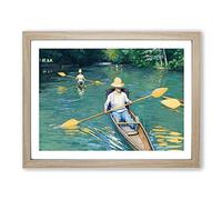 Skiffs On The Yerres By Gustave Caillebotte Classic Painting Framed Print | A4 Oak Framed Wall Art | Ready to Hang | Classic Historical Picture | Living Room Bedroom Lounge Office