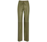 Skiim Lace-up Straight-leg Leather Trousers - Khaki - 36 (UK8 / S)