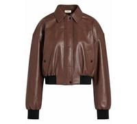 Skiim Sarah Leather Bomber Jacket - Dark Brown - 36 (UK8 / S)