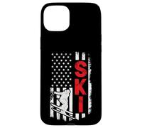 Skiing American Flag Patriotic Skier Jump Freestyle Winter Case for iPhone 15 Plus