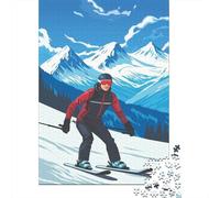 Skiing Athlete Mountain Snow View 1000 Piece Jigsaw Puzzle Paper Puzzle Game for Adults Relaxing Family Decor Gift Focus 52x38cm/1000pcs