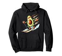 Skiing Avocado Ninja Speed Snow Mountain Humor Pullover Hoodie