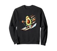 Skiing Avocado Ninja Speed Snow Mountain Humor Sweatshirt